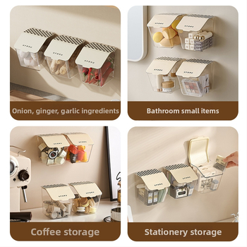 Transparentais sienas vannas istabas uzglabāšanas konteineris mazām lietām ar flip-top vāciņu