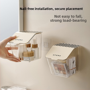 Transparentais sienas vannas istabas uzglabāšanas konteineris mazām lietām ar flip-top vāciņu