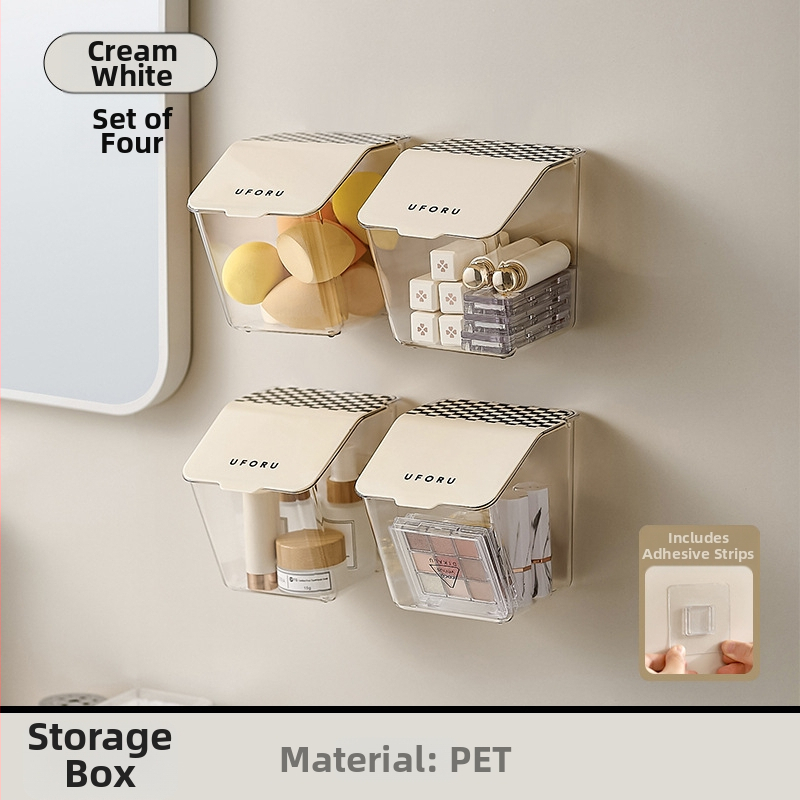 Transparentais sienas vannas istabas uzglabāšanas konteineris mazām lietām ar flip-top vāciņu