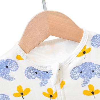 Dječji spavaći vreć za sve sezone, šest slojeva pamučne gaze, punjenje od šupljeg pamuka, crtani uzorak, normalna debljina, zatvarač od smole