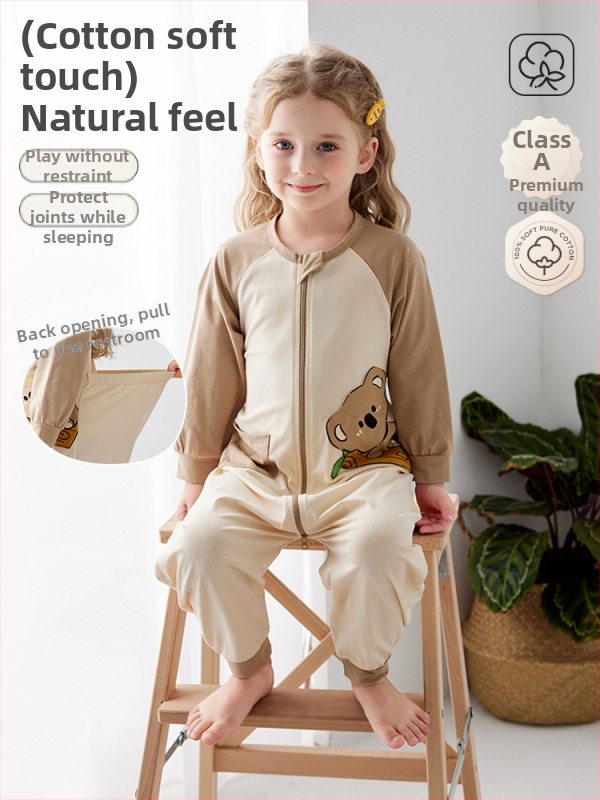 Laste ühekordne magamispüksid koduseks kasutamiseks, unisex, kevad-suvi, 95% puuvill, karikatuurimuster, niiskust juhtiv