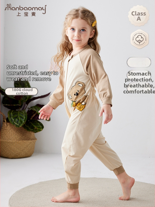 Laste ühekordne magamispüksid koduseks kasutamiseks, unisex, kevad-suvi, 95% puuvill, karikatuurimuster, niiskust juhtiv