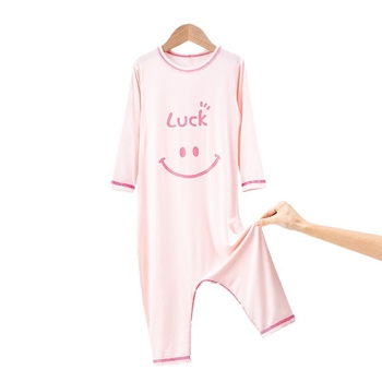 Laste Modal pidžaama ühes tükis cartoon naeratuse mustriga, õhuke materjal, sobib kevadeks ja sügiseks, unisex