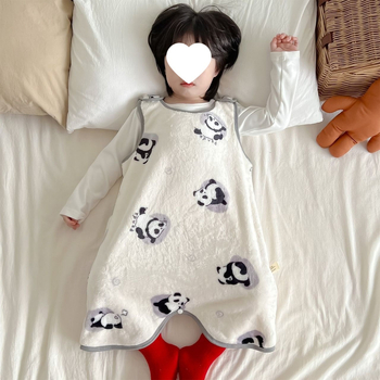 Безрукав фланелен спален чувал за бебета, зимен жилетен стил пижама, за новородени 0–1 година, корал флис, полиестер 81–90%