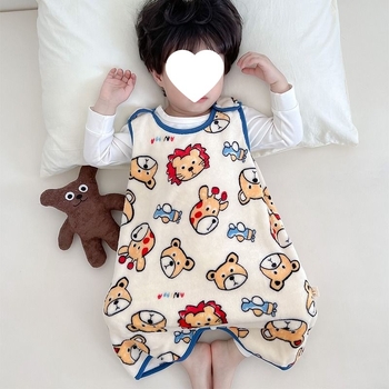 Безрукав фланелен спален чувал за бебета, зимен жилетен стил пижама, за новородени 0–1 година, корал флис, полиестер 81–90%