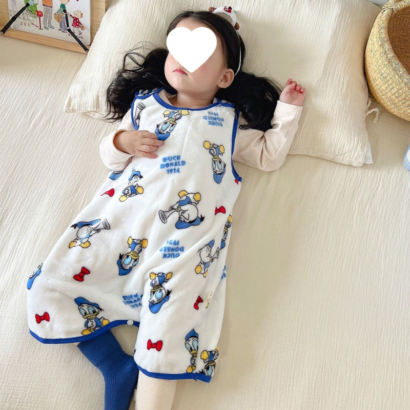 Безрукав фланелен спален чувал за бебета, зимен жилетен стил пижама, за новородени 0–1 година, корал флис, полиестер 81–90%