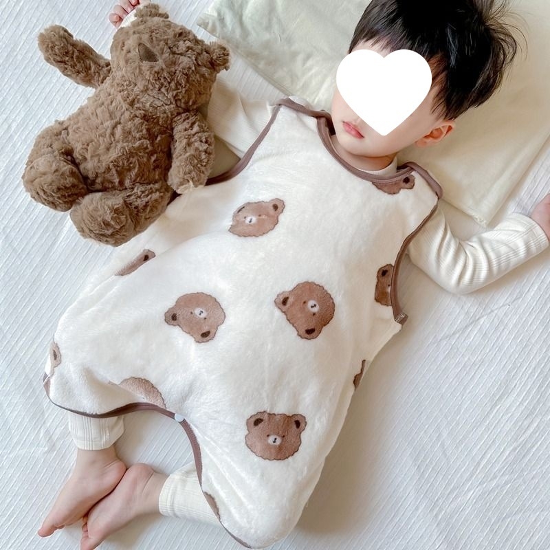 Безрукав фланелен спален чувал за бебета, зимен жилетен стил пижама, за новородени 0–1 година, корал флис, полиестер 81–90%