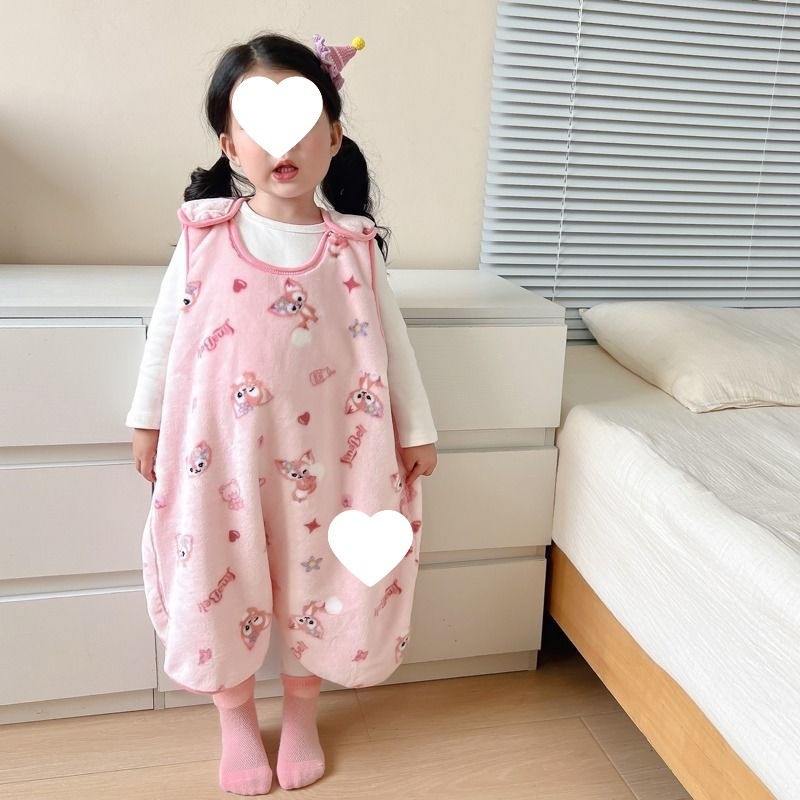 Безрукав фланелен спален чувал за бебета, зимен жилетен стил пижама, за новородени 0–1 година, корал флис, полиестер 81–90%