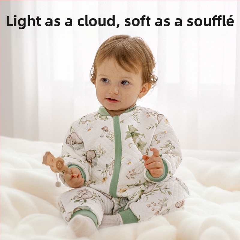 Beebimagamiskott jagatud jalgadega, puuvillasisaldus üle 95%, soe