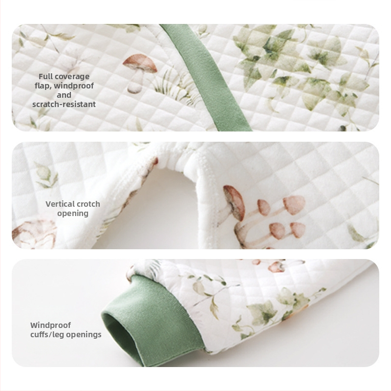 Beebimagamiskott jagatud jalgadega, puuvillasisaldus üle 95%, soe