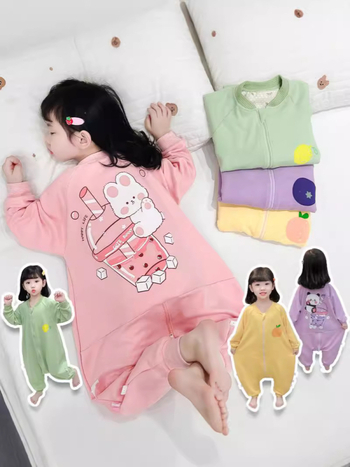 Baba alvózsák három évszakos, hőre érzékeny bársonyból, hosszú ujjú, nedvességelvezető bélés, mesefigurás mintával, 0–6 éveseknek