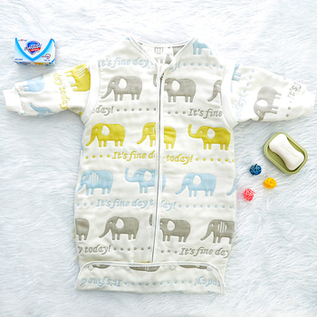 Dječji spavaći vreć od 100% pamuka gaze, 6-slojna, s odvojivim rukavima, u stilu omotnice, za sve sezone