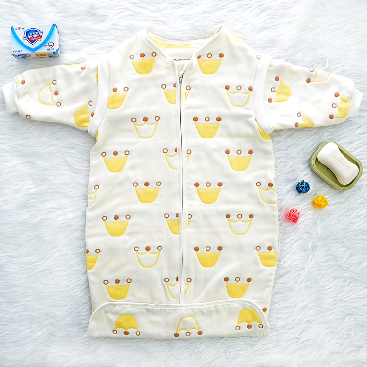 Dječji spavaći vreć od 100% pamuka gaze, 6-slojna, s odvojivim rukavima, u stilu omotnice, za sve sezone