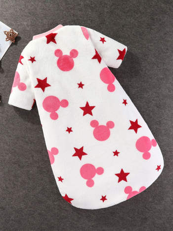 Hálózsák babák és kisgyermekek számára (1–3 év), flanel külső anyag, poliészter bélés, rajzolt minta