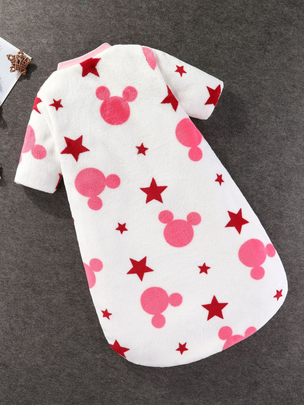 Hálózsák babák és kisgyermekek számára (1–3 év), flanel külső anyag, poliészter bélés, rajzolt minta