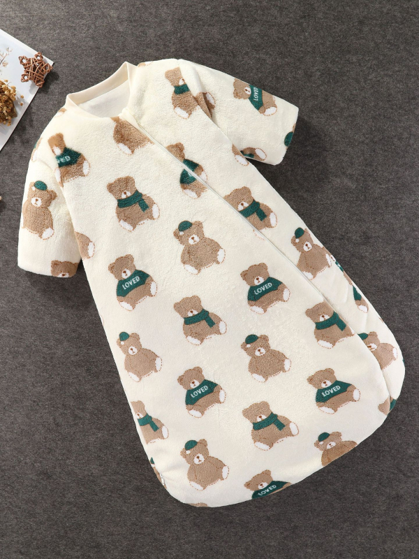 Hálózsák babák és kisgyermekek számára (1–3 év), flanel külső anyag, poliészter bélés, rajzolt minta