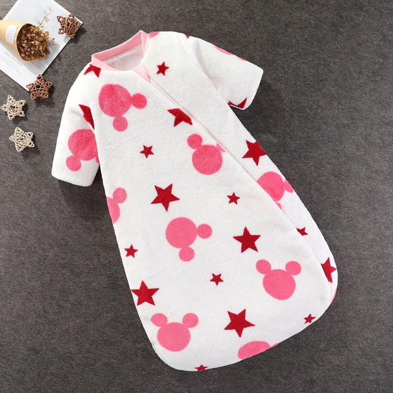 Hálózsák babák és kisgyermekek számára (1–3 év), flanel külső anyag, poliészter bélés, rajzolt minta