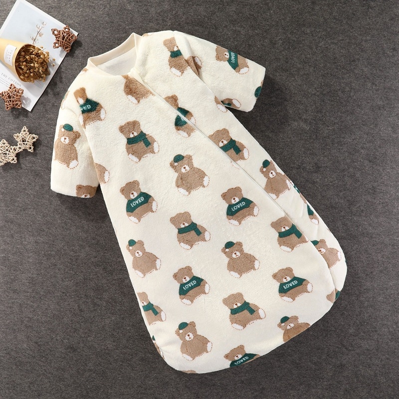 Hálózsák babák és kisgyermekek számára (1–3 év), flanel külső anyag, poliészter bélés, rajzolt minta