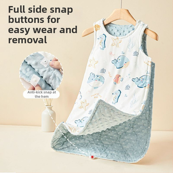 Lapse vestistiiliga magamiskott kevad- ja sügisperioodiks, eraldatavate jalgade ja kõhu kaitsega, puuvillane väliskangas, polüesteritäidis