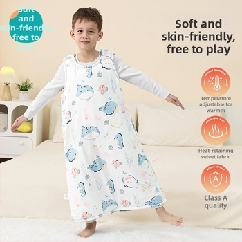 Lapse vestistiiliga magamiskott kevad- ja sügisperioodiks, eraldatavate jalgade ja kõhu kaitsega, puuvillane väliskangas, polüesteritäidis