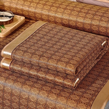 Ljetna prostirka za hlađenje s ratanskom pletenom i ice silk materijalom; veličine: 2 m ratana prostirka, 1,5 m ice silk prostirka i 0,6 m dječji slameni prostir.
