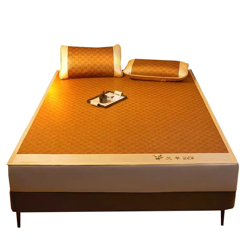 Mat protiv komaraca s pelinom, Ice Silk hlađenje prostirka, set od 3 komada, sklopiva dvostruka, u stilu rottana, za dom ili dom učenika