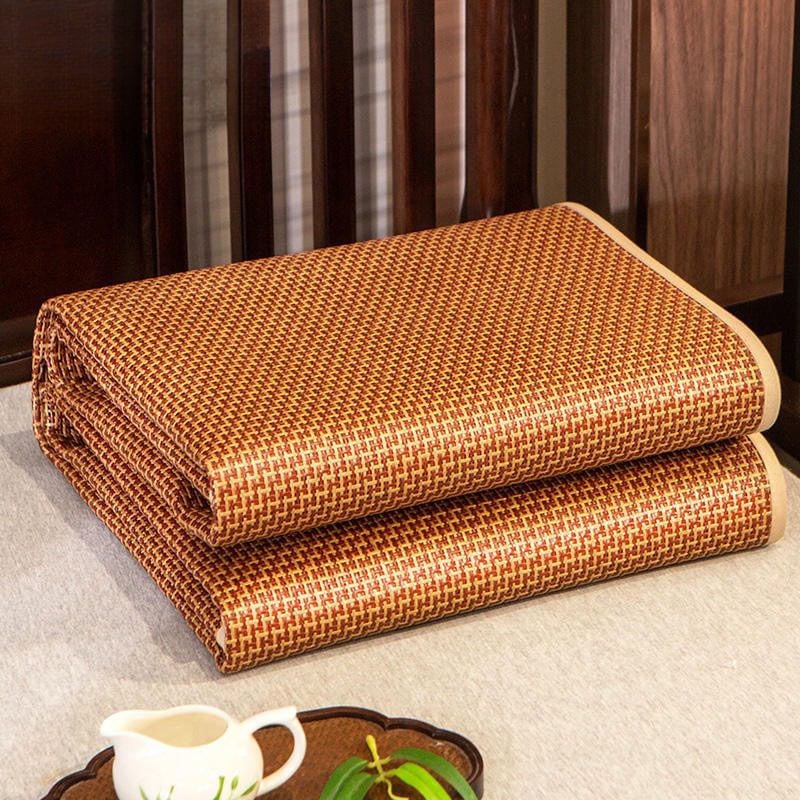 Trodijelni sklopivi set prostirki za krevet s Ice Silk matom, dizajn od ratana, šivanje splicing