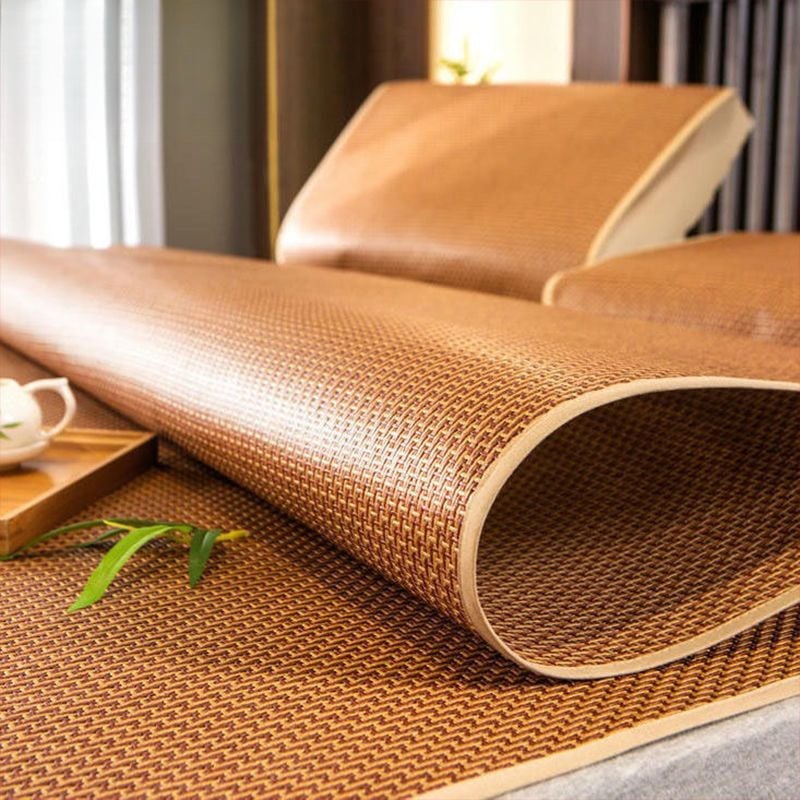 Trodijelni sklopivi set prostirki za krevet s Ice Silk matom, dizajn od ratana, šivanje splicing