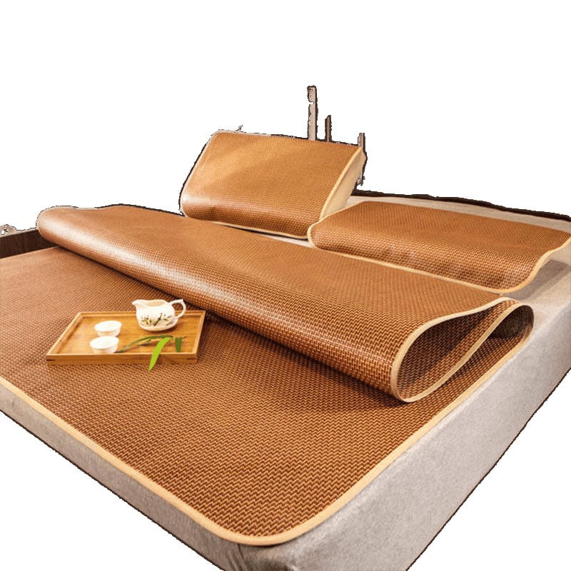 Trodijelni sklopivi set prostirki za krevet s Ice Silk matom, dizajn od ratana, šivanje splicing