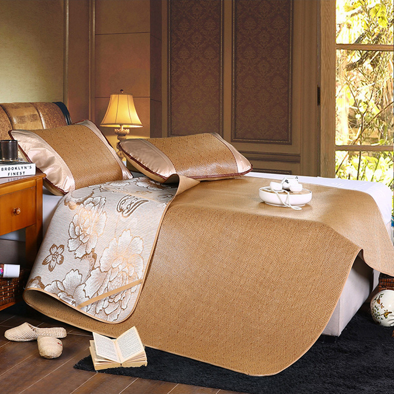 Trodijelni sklopivi set prostirki za krevet s Ice Silk matom, dizajn od ratana, šivanje splicing