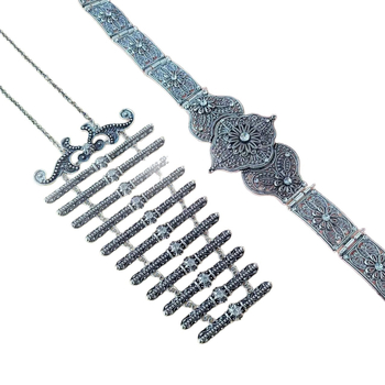 Etnički retro lanac za struk, metalni, širina oko 8 cm, duljina 110/105 cm