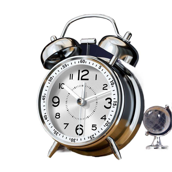 Alarmni sat s metalnim zvonom za dom i studentski dom — tiho buđenje, mjerenje vremena (punjivo napajanje; plastično kućište; brojčanik od legure; kineski stil)