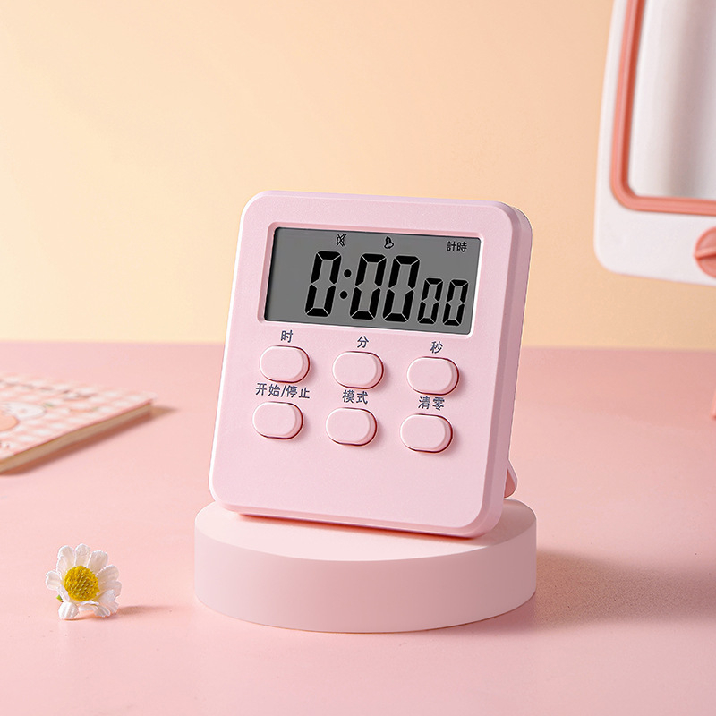 Višenamjenski timer i budilica s LCD zaslonom, kvadratno ABS kućište, elektronički pogon, alarmna funkcija