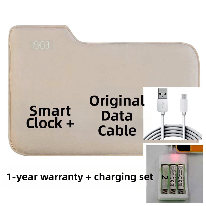 SmartClock budilnik s pametnim prostirkom; LCD numerički prikaz; baterijsko napajanje; elektronijski pogon; debljina 20 mm; velur tkanina kućište