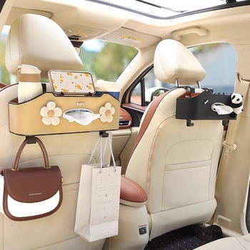 Auto istme tagumise osa korraldaja koos salvrätiku kasti ja joogide hoidikuga – plastikust, veekindel, rippuv