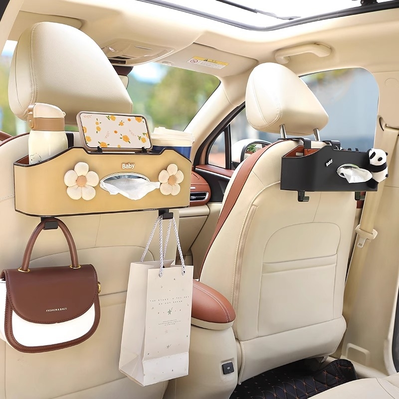 Auto istme tagumise osa korraldaja koos salvrätiku kasti ja joogide hoidikuga – plastikust, veekindel, rippuv