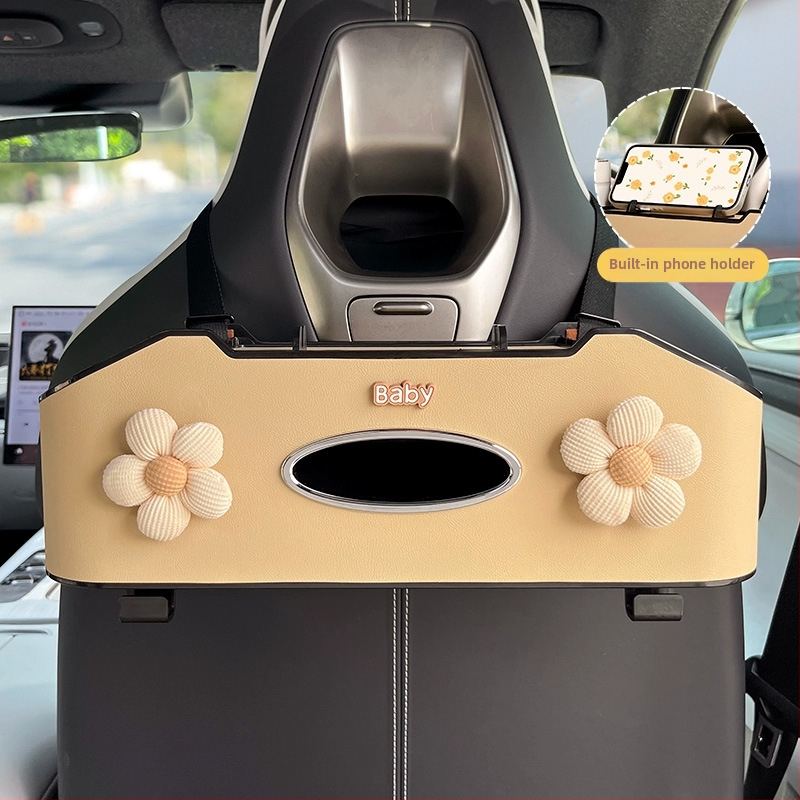 Auto istme tagumise osa korraldaja koos salvrätiku kasti ja joogide hoidikuga – plastikust, veekindel, rippuv