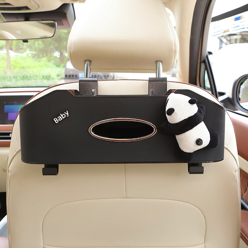 Auto istme tagumise osa korraldaja koos salvrätiku kasti ja joogide hoidikuga – plastikust, veekindel, rippuv