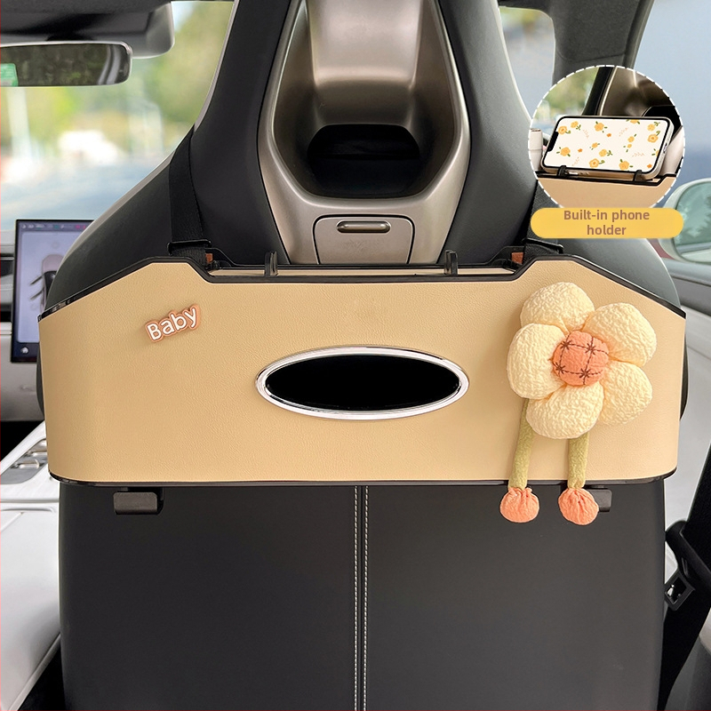 Auto istme tagumise osa korraldaja koos salvrätiku kasti ja joogide hoidikuga – plastikust, veekindel, rippuv