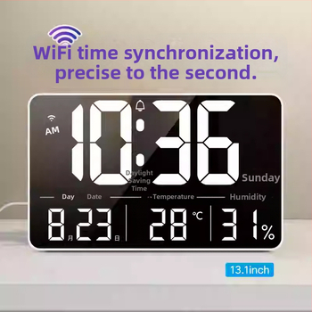 LED digitalni zidni sat s termometrom, kalendarom i alarmom i pozadinskim osvjetljenjem