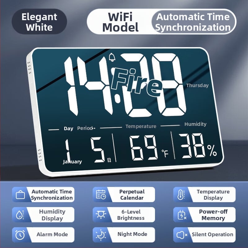 LED digitalni zidni sat s termometrom, kalendarom i alarmom i pozadinskim osvjetljenjem