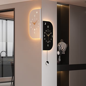 Μοντέρνο γωνιακό τοίχο ρολόι με διπλής όψεως καντράν, κίνηση Seiko (Mingmu), τροφοδοσία με μπαταρία, μεταλλικό περίβλημα και μεταλλικός καντράν