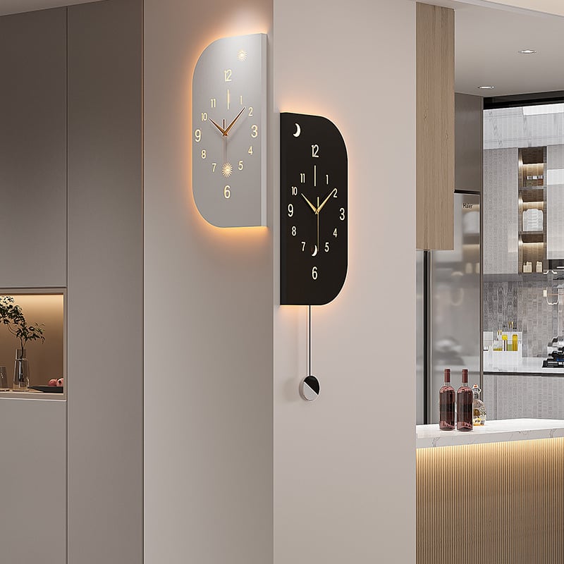 Μοντέρνο γωνιακό τοίχο ρολόι με διπλής όψεως καντράν, κίνηση Seiko (Mingmu), τροφοδοσία με μπαταρία, μεταλλικό περίβλημα και μεταλλικός καντράν