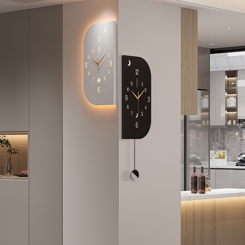 Μοντέρνο γωνιακό τοίχο ρολόι με διπλής όψεως καντράν, κίνηση Seiko (Mingmu), τροφοδοσία με μπαταρία, μεταλλικό περίβλημα και μεταλλικός καντράν