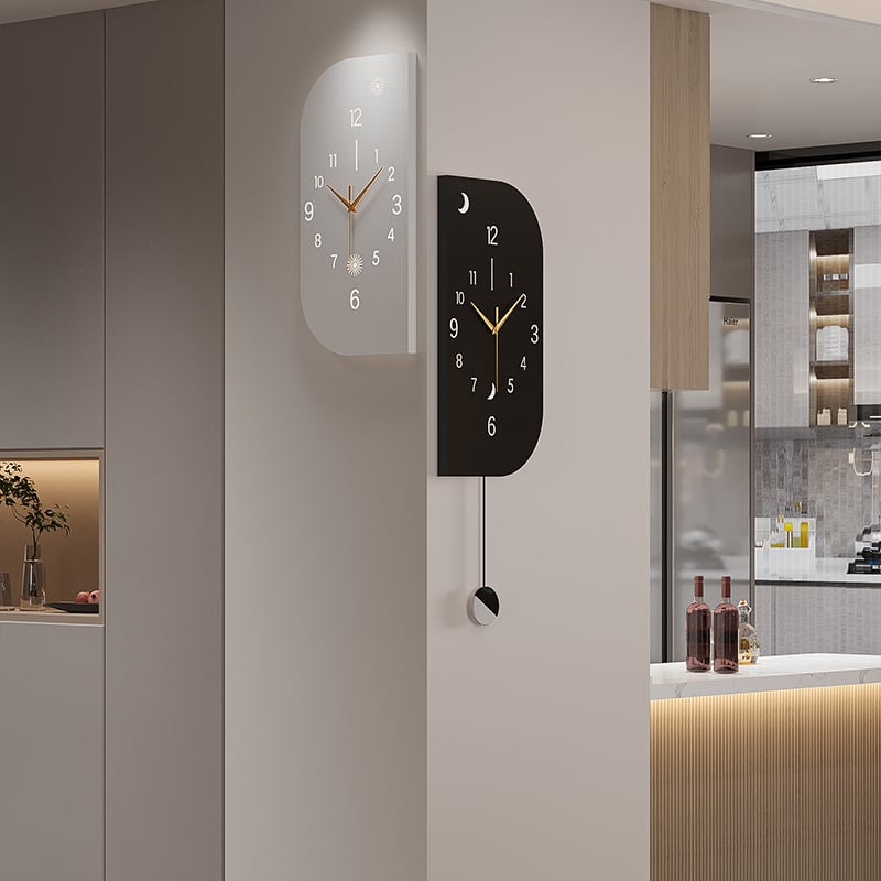 Μοντέρνο γωνιακό τοίχο ρολόι με διπλής όψεως καντράν, κίνηση Seiko (Mingmu), τροφοδοσία με μπαταρία, μεταλλικό περίβλημα και μεταλλικός καντράν