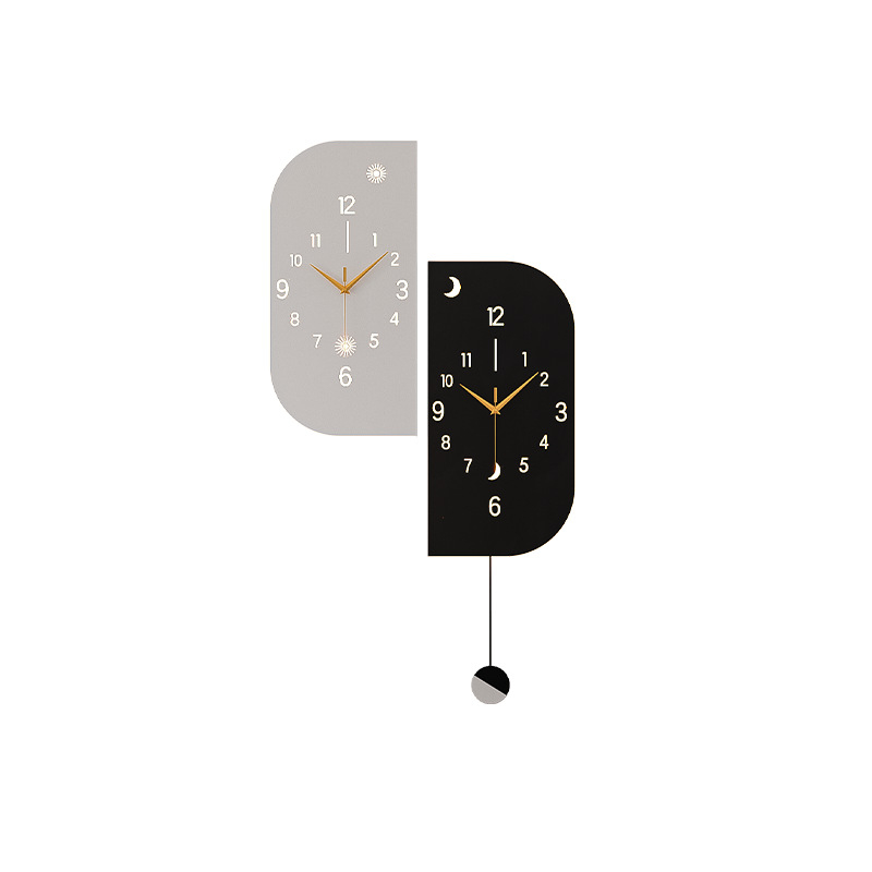 Μοντέρνο γωνιακό τοίχο ρολόι με διπλής όψεως καντράν, κίνηση Seiko (Mingmu), τροφοδοσία με μπαταρία, μεταλλικό περίβλημα και μεταλλικός καντράν