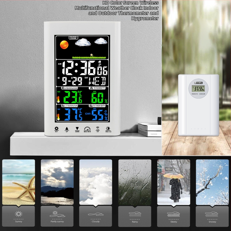 JIMEI äratuskell koos LCD-ekraaniga ja ilmastusjaamaga: ilmaennustus, niiskus, püsiv kalender, äratus, maailmakaeg