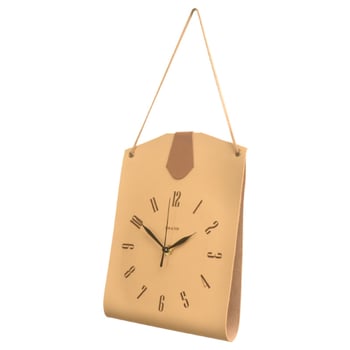 Bőr táskává formázott falióra — egyoldalas, sweep-mozgású, akkumulátoros működés, számozott számlap