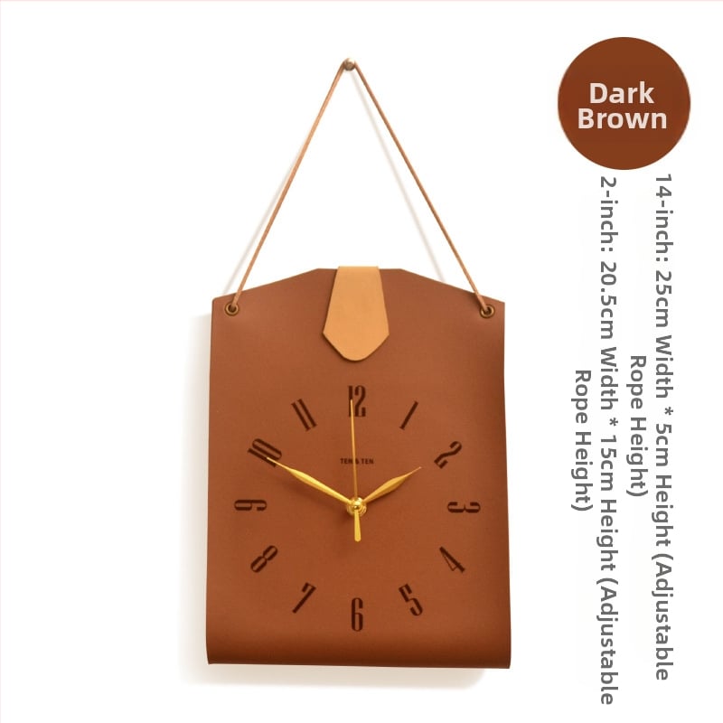 Bőr táskává formázott falióra — egyoldalas, sweep-mozgású, akkumulátoros működés, számozott számlap