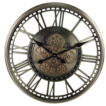 Zidni sat s motivom zupčanika, metalno kućište i brojčanik, kvarcni mehanizam JIBANG, kružni dizajn s kazaljkama